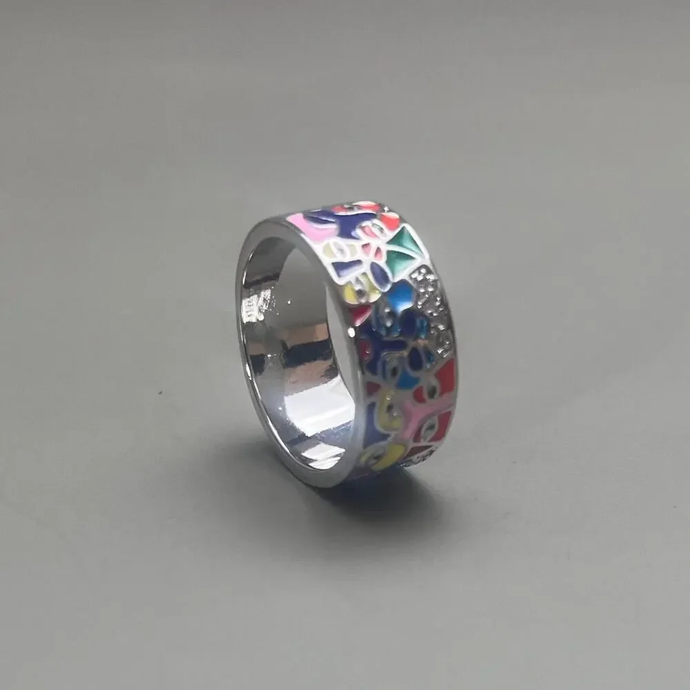 Y2K Vintage Silver Mosaic Ring – Size 8, Unisex, Brand New​